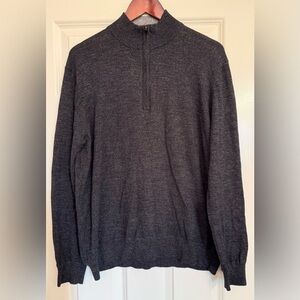 Faherty Men’s Charcoal Heather cotton cashmere blend Quarter Zip Sweater Size XL